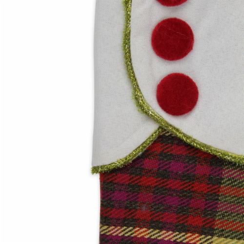 Northlight 19 Multi-Color Plaid Christmas Stocking with Green and Yellow Trim and Red Perspective: back