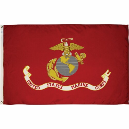 Valley Forge 3 Ft. x 5 Ft. Nylon Marine Corps Military Flag BTUSMC3 Perspective: back