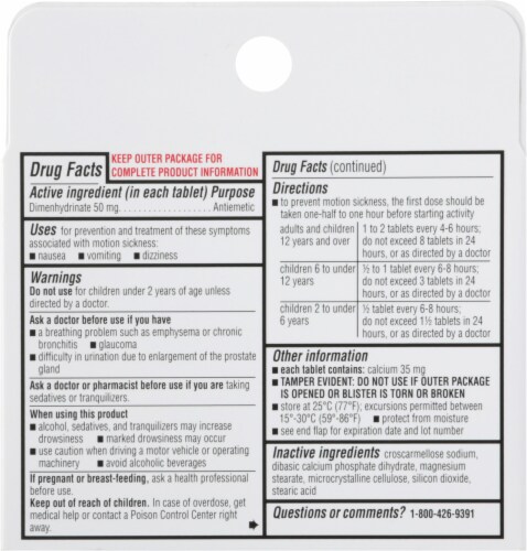 GoodSense® Motion Sickness Tablets Perspective: back