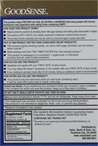 GoodSense Dairy Digestive Supplement Perspective: back