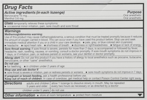 GoodSense® Sore Throat Cherry Oral Anesthestic Lozenges Perspective: back