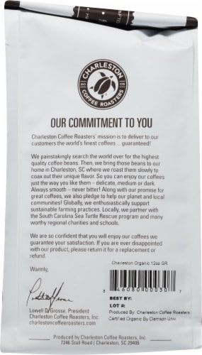 Charleston Coffee Roasters Medium Roast Organic Ground Coffee Perspective: back