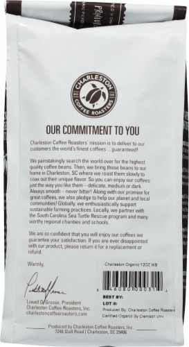 Charleston Coffee Roasters Medium Roast Organic Whole Bean Coffee Perspective: back