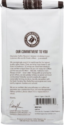Charleston Coffee Roasters Kiawah Organic Dark Roast Ground Coffee Perspective: back