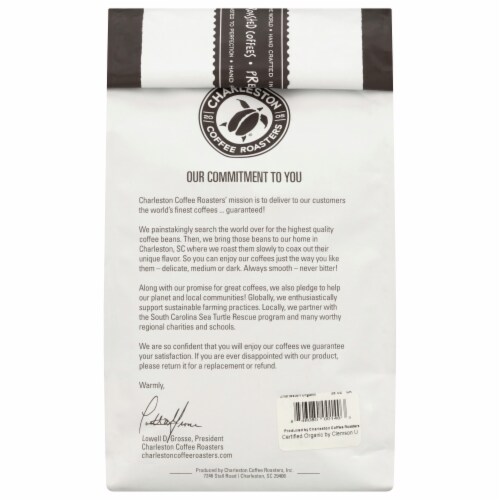 Charleston Coffee Roasters Organic Ground Coffee Perspective: back