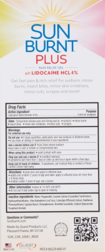 SunBurnt® Plus 4% Lidocaine Pain & Itch Relief Gel Perspective: back