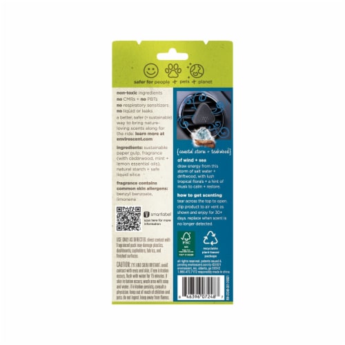 Enviroscent Coastal Storm + Teakwood Car Freshener Vent Clip Perspective: back