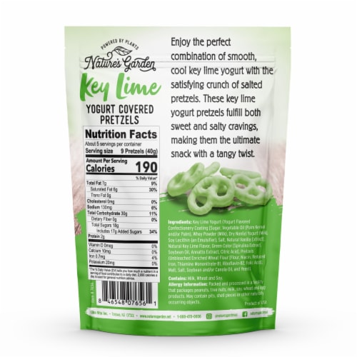 Nature's Garden - Key Lime Yogurt Covered Pretzels - 7 oz. (Single Pack) Perspective: back