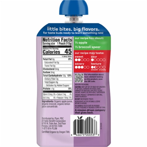 Plum Organics® Apple and Broccoli Baby Food Pouch Perspective: back