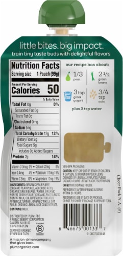 Plum® Organics Stage 2 Pear Green Bean and Greek Yogurt Baby Food Pouch Perspective: back