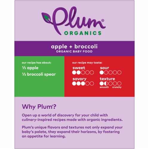 Plum Organics® Apple and Broccoli Stage 2 Baby Food Pouch Perspective: back