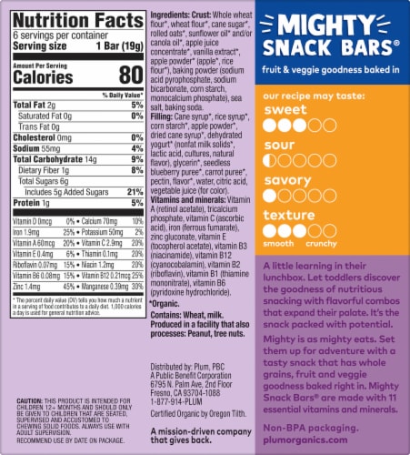 Plum Organics® Blueberry Toddler Food Mighty Snack Bars® Perspective: back
