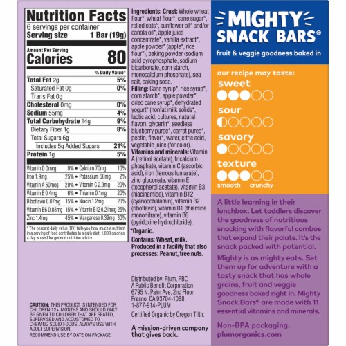 Plum® Organics Blueberry Mighty Snack Bars® Perspective: back