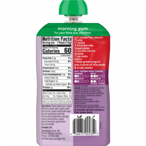 Plum® Organics Mighty 4® Tots 4 Food Group Blend Puree Perspective: back