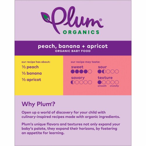 Plum Organics® Peach Banana + Apricot Organic Stage 2 Baby Food Pouches Perspective: back