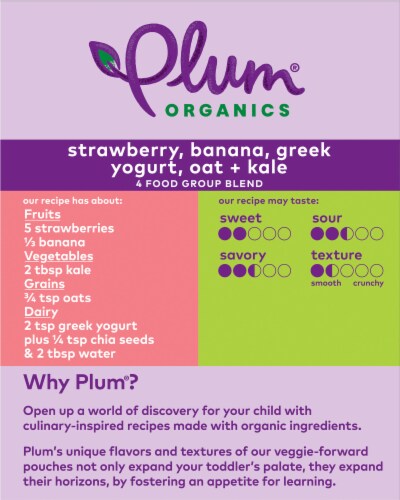 Plum Organics® Mighty 4® Strawberry Banana Greek Yogurt Kale & Oat Stage 4 Toddler Food Pouches Perspective: back