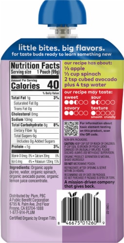 Plum Organics® Apple Spinach & Avocado Stage 2 Baby Food Pouch Perspective: back