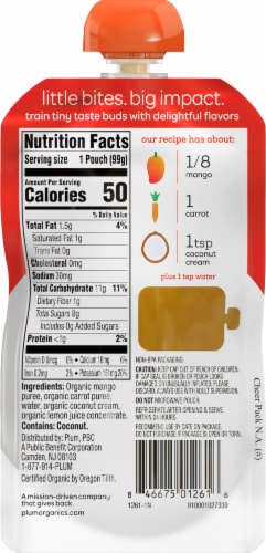 Plum Organics® Mango Carrot & Coconut Cream Stage 2 Baby Food Pouch Perspective: back