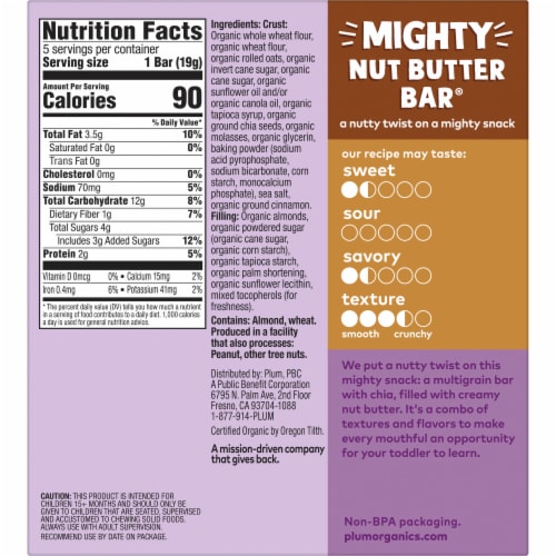 Plum Organics® Mighty Nut Butter Bar® Almond Butter Bars Perspective: back