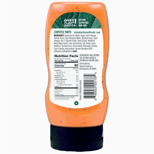 Only Plant Based Vegan Chipotle Mayonnaise, Squeeze Bottle, 11 Fl Oz Perspective: back