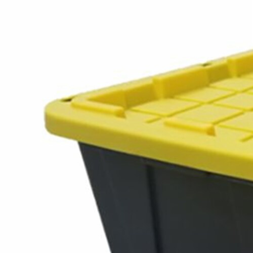 Stackable 27 Gallon Storage Bin Snap Lockable Lid Heavy duty Warehouses  Garage