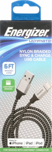 Energizer® Ultimate Nylon Braided Sync & Charge USB Cable Perspective: back