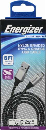 Energizer® Nylon Braided USB-C Charger Cable Perspective: back