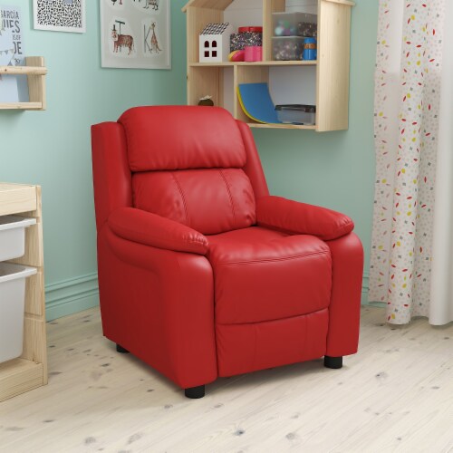 Flash Furniture Deluxe Contemporary Heavily Padded Vinyl Kids Recliner W/Storage Arms Perspective: back