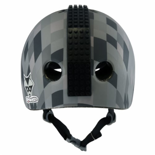 Raskullz Block 8-Bit Child Bike Helmet - Gray Perspective: back