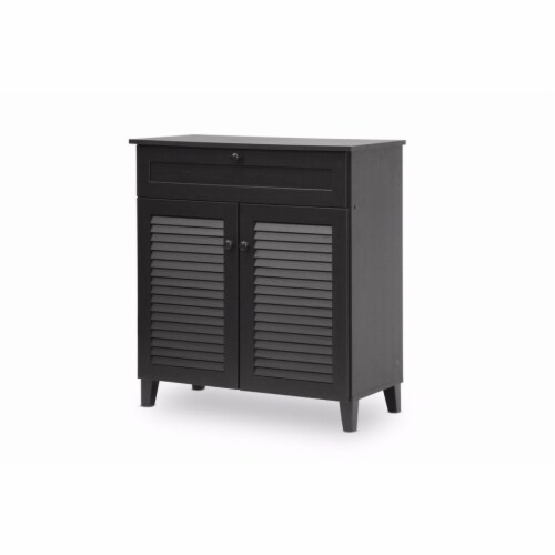 Baxton Studio FP-02LV-Espresso Calvin Espresso Shoe-Storage Cabinet - 33.38 x 30.75 x 14.63 i Perspective: back