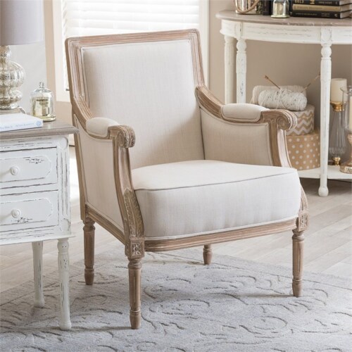 Baxton Studio Chavanon Accent Chair in Light Beige and Brown 1 King Soopers