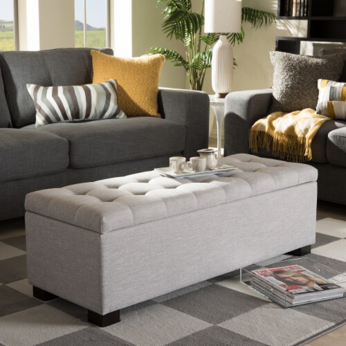 Roanoke Storage Bench in Grayish Beige Perspective: back
