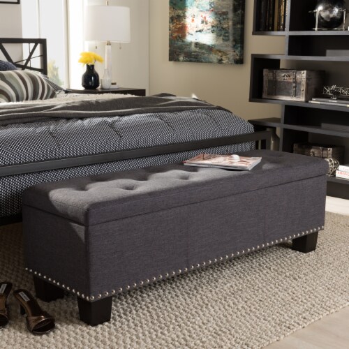 Hannah Storage Bench in Dark Gray Perspective: back