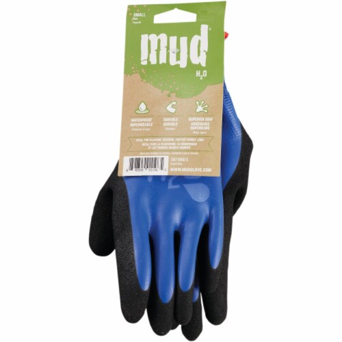 Mud H2O Women's Small Latex Coated Polyester Cobalt Blue Garden Glove Perspective: back
