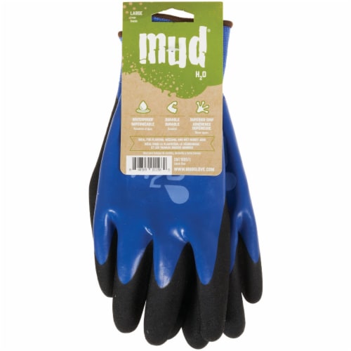 Mud H2O Women's Large Latex Coated Polyester Cobalt Blue Garden Glove Perspective: back