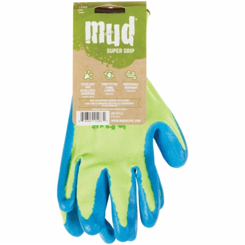 Mud Super Grip Women's Large Latex Coated Garden Glove - Lime Green Perspective: back