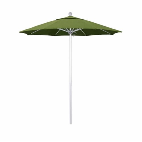California Umbrella Venture 7.5' Silver Market Umbrella in Cilantro Perspective: back