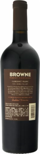 Browne Family Vineyards Cabernet Franc Red Wine Perspective: back