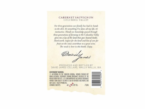 David James Cabernet Sauvignon Perspective: back