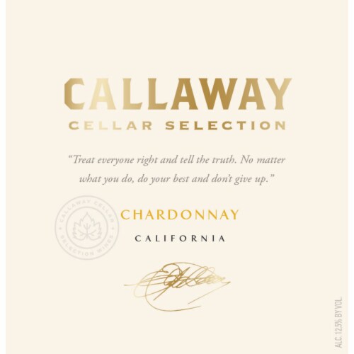 Callaway Cellar Selection Chardonnay California White Wine Perspective: back