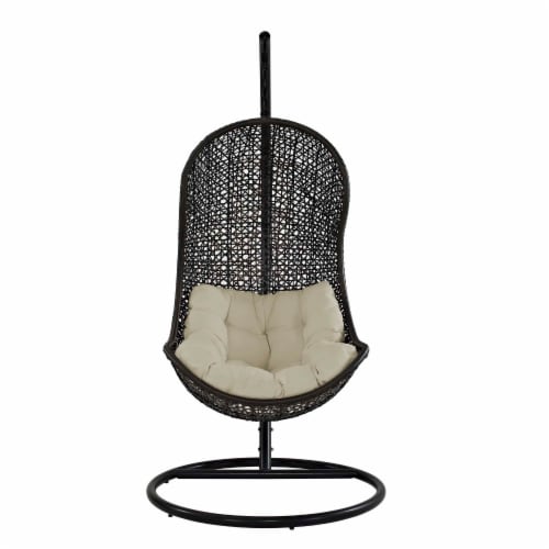 Parlay Swing Outdoor Patio Fabric Lounge Chair - Espresso Beige Perspective: back