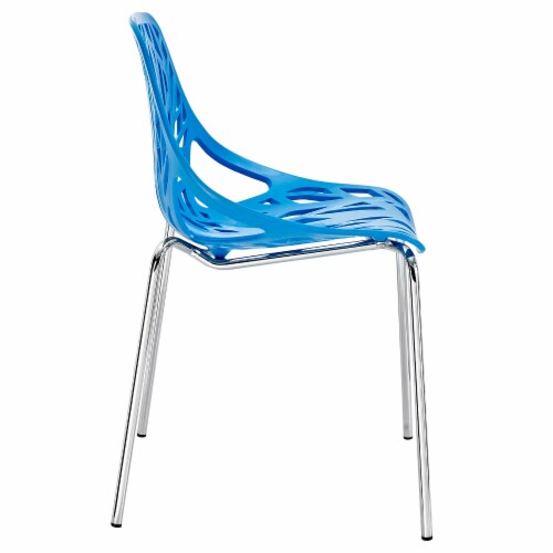 Stencil Dining Side Chair - Blue Perspective: back