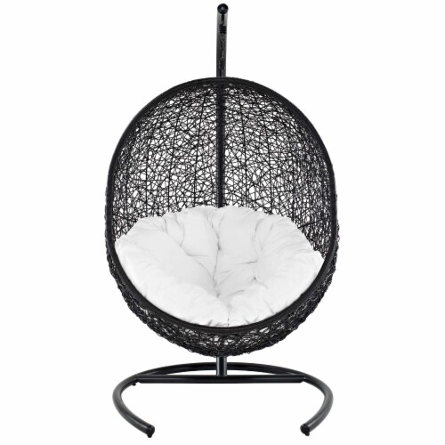 Encase Swing Outdoor Patio Lounge Chair - Espresso White Perspective: back