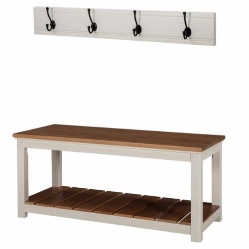 Alaterre Furniture Savannah Coat Hook with Bench Set in Ivory 1 Fred Meyer