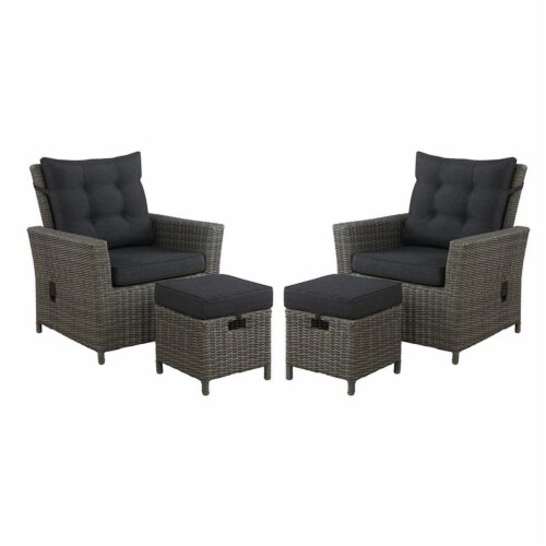 Rattan chairs clearance with ottomans