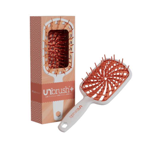 Unbrush® Plus Detangling Hair Brush - White & Orange Sherbet Perspective: back