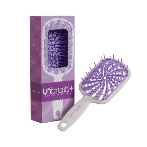 Unbrush® Plus Detangling Hair Brush - White & Sugar Plum Lavender Perspective: back