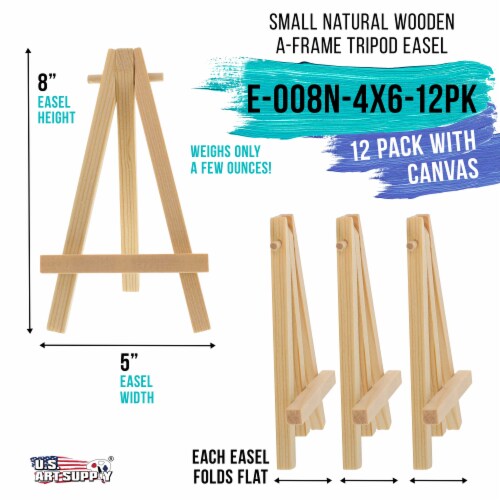 4  x 6  Stretched Canvas with 8  Mini Wood Display Easel Kit, 12 Pack - Artist Tabletop Stand Perspective: back