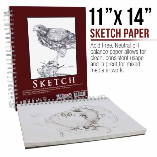 11  x 14  Left Hand Spiral 60lb Sketch Drawing Pad (Pack of 2) Perspective: back