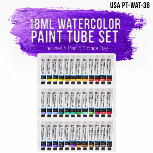 36 Color Set of Watercolor Paint in Large 18ml Tubes - Vivid Colors Kit for Artists, Students Perspective: back